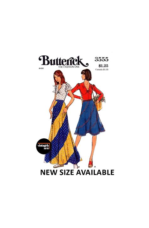 70s Bias Swirl Skirt In Two Lengths And Top Butterick 3555 Bust 325 Waist 25 Or Bust 34 Waist