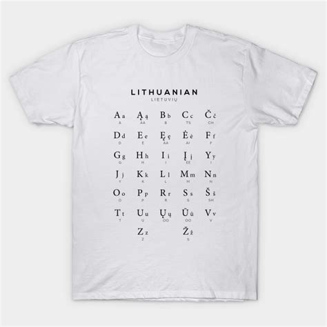 Lithuanian Alphabet Chart, Lithuania Language Chart, White T-shirt in ...