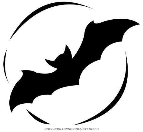 Stencil Of Flying Bat In Front Of Moon Free Printable Papercraft