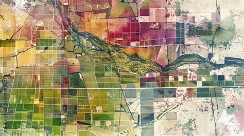 Colorful land use map featuring agricultural zones and urban layouts ...