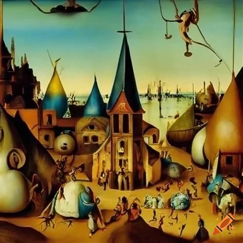 Surreal Village Inspired By Salvador Dali And Hieronymus Bosch On Craiyon