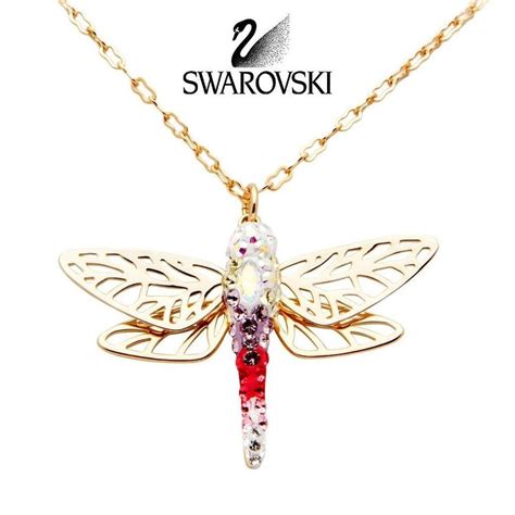 Swarovski Crystal Gold Tone Dragonfly Pendant Necklace Tilly