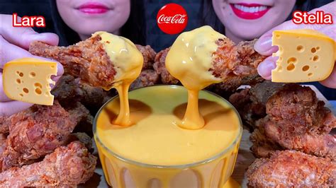 Asmr Massive Fried Chicken Feast Cheese Sauce With Lara 먹방 Mukbang