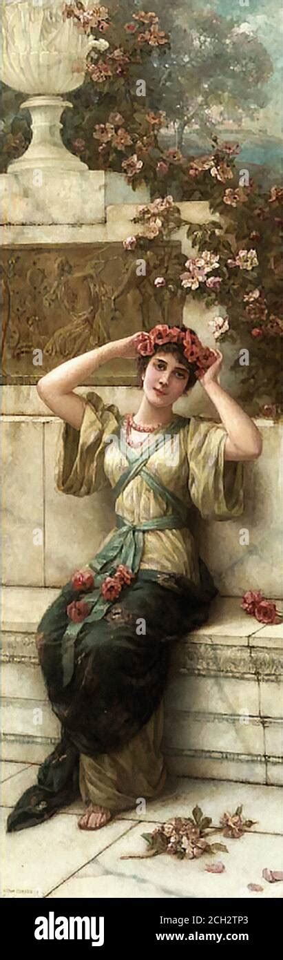 Semenowsky Emile Eisman Classical Beauty With A Crown Of Flowers French School 19th And