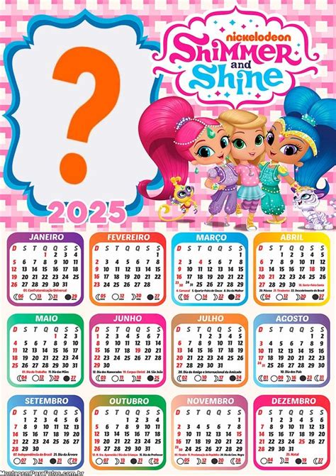 Calendário 2025 Shimmer E Shine Foto Montagem Online Colagem De Foto