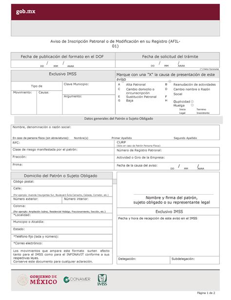 Afil 01 Nuevo Formato Imss Editable Image To U