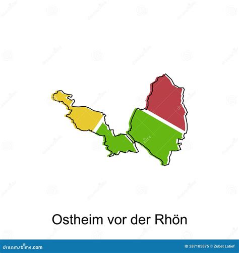 Map Of Ostheim Vor Der Rhon Geometric Colorful Illustration Design