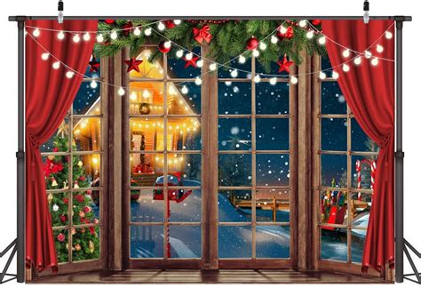 Amazon LYCGS 7X5ft Christmas Backdrop Winter Christmas Window