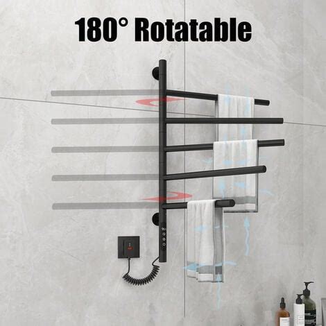Sèche Serviettes électrique avec 5 Barres Porte Serviettes Chauffant