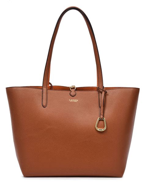 Sac Porté épaule Lauren Ralph Lauren Reversible Tote Lauren Tan Orange En Vente Au Meilleur Prix