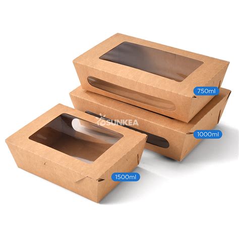 Disposable Kraft Paper Salad Box With Pet Window China Kraft Paper