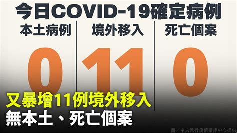 今增11例境外移入 無本土、死亡個案