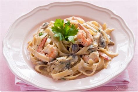 resepi fettucine carbonara udang  cendawan mykmunet