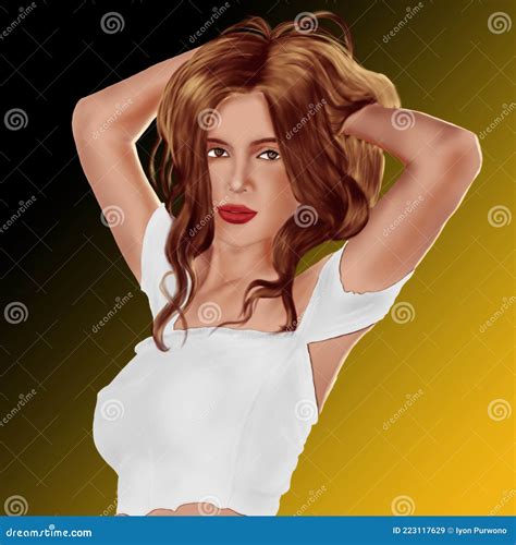 Beautiful Blonde Girl In Pose Hand Drawn Illustration Stock Illustration Illustration Of