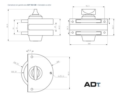 Cerradura Con Gancho Eco Adt C Gb Cerradero A Vidrio Adetec