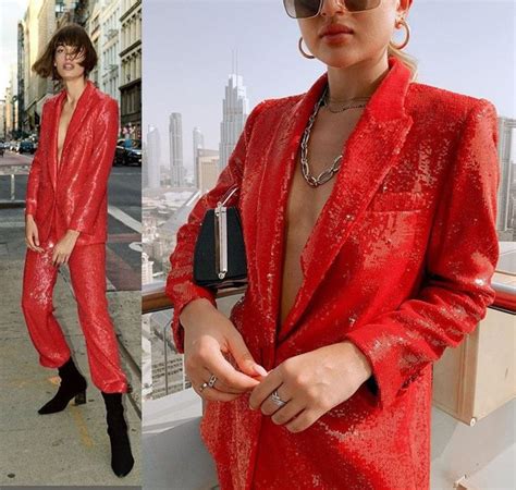 Red Sequin Layer Pant Suit Designer Woman Shiny Suit Jacket Pant Set