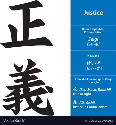 Kanji Calligraphy Justice Royalty Free Vector Image