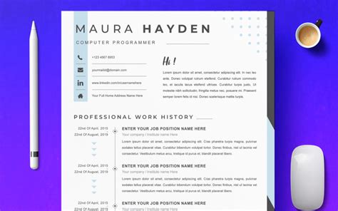 Modern Resume Template Layout #374559 - TemplateMonster