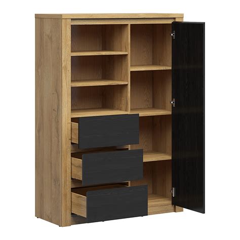 Buffet Haut Porte Tiroirs Ada Bois Et Noir Bricomarch