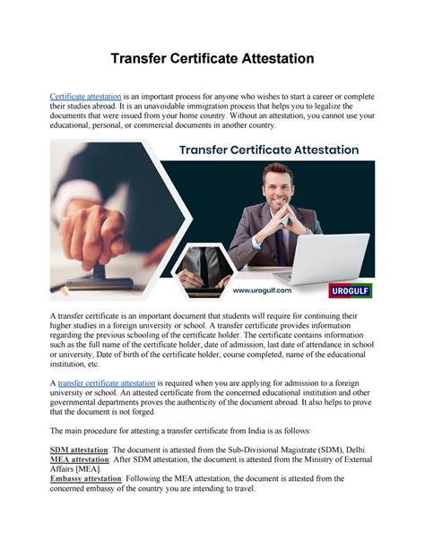 Transfer Certificate Attestation By Urogulf Services Issuu