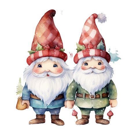 Gnomes Christmas Watercolor Clipart Merry Christmas Gnomes Christmas