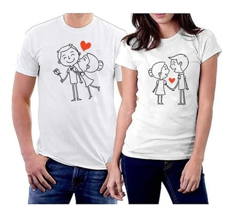 Polera Estampada Pololos Enamorados San Valentin Beso Amor Poleras