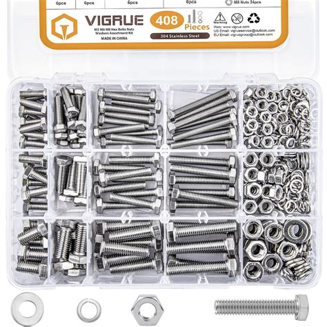 Snapklik VIGRUE 408pcs M5 M6 M8 Bolts And Nuts Assortment Kit