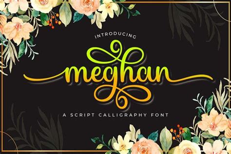 The Font And Flowers Are Featured On This Black Background With Gold