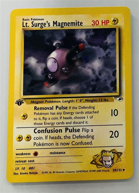 Lt Surges Magnemite 50 132 1st Edition Gym Heroes Pokemon Card EBay