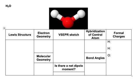 Solved H20 + Lewis Structure Electron Geometry VSEPR sketch | Chegg.com