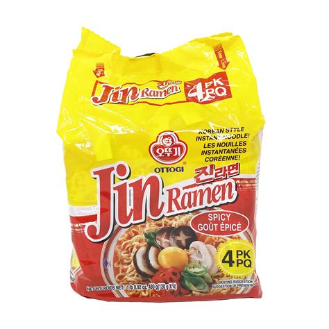 Ottogi Jin Ramen Spicy 4pk Hot Instant Korean Noodles