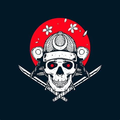 premium vector samurai character  skull face artwork