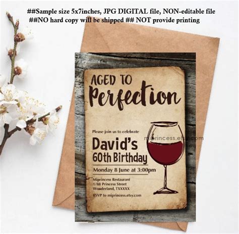 Wine Invitation Aged To Perfection Men Birthday Women Birthday Etsy