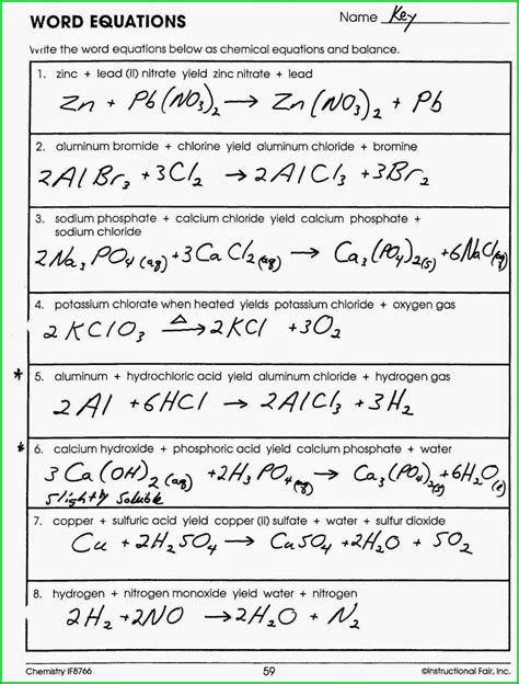 Worksheet Balancing Word Equations Chapter 10 Uncategorized : Resume ...