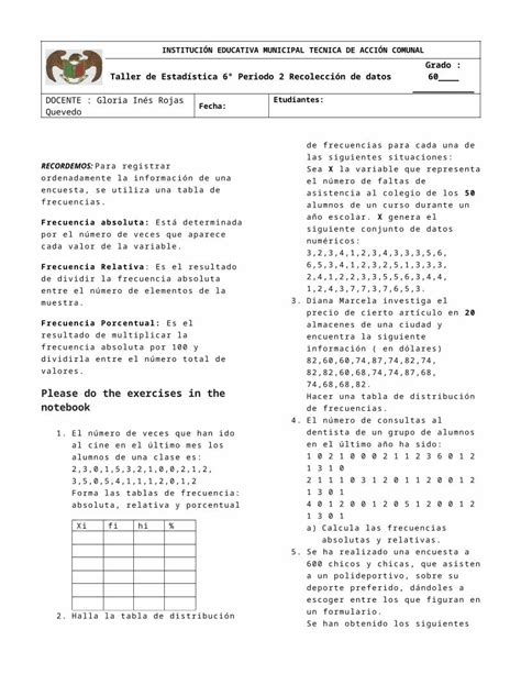 Docx Taler N Tablas De Frecuencia Grado Sexto Dokumen Tips