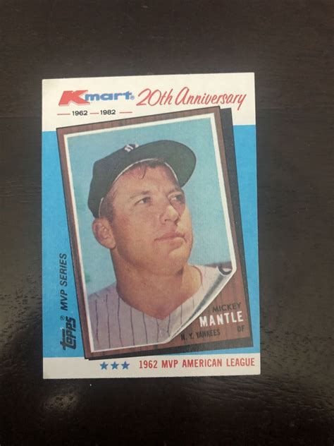 Topps Kmart 20th Anniversary Mickey Mantle 1962 AL MVP Card Values MAVIN