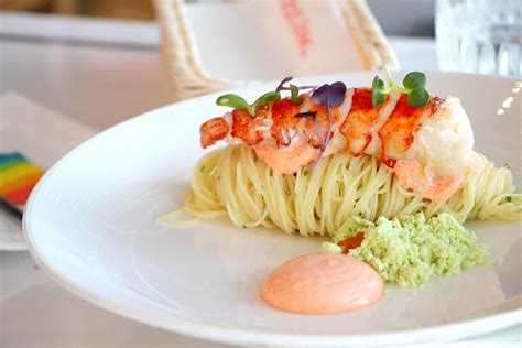 Dazzling Café Pink Serving Boston Lobster Capellini Pan Seared