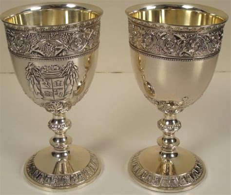 Corbell And Co Set Of 6 Ornate Silver Plated Goblets