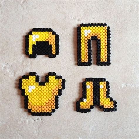 Gold Armor Perler Bead Minecraft Minecraft Beads Perler Beads