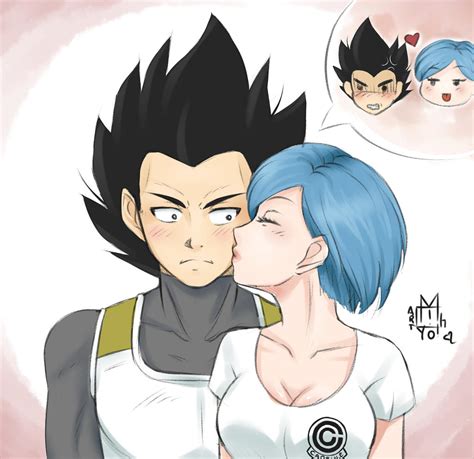 Vegeta And Bulma Kiss By Michiyomangaka On Deviantart