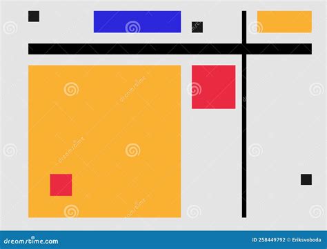 Composition Of Squares And Rectangles Inspired By Mondrian Stock