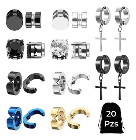 Aretes Hombre Falsos Piercing Im N Acero Inoxidable Pares Meses