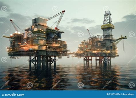 Offshore Oil Station Drilling Rig And Oil Production Stock Photo