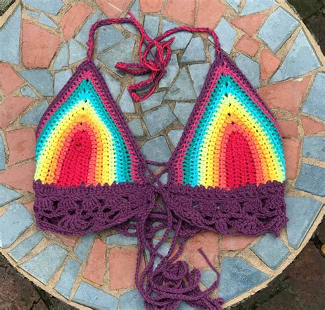 Rainbow Crochet Bikini Top Free Crochet Bikini Top Pattern Tutorial For Beginners Stardust