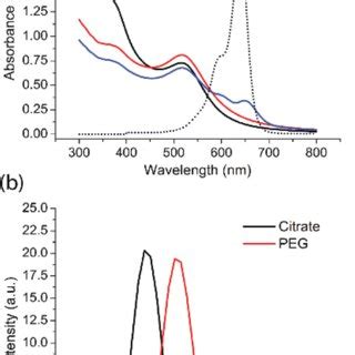 Characterization Of Pegylated Au Nps A Uv Vis Spectra At Each Stage Of