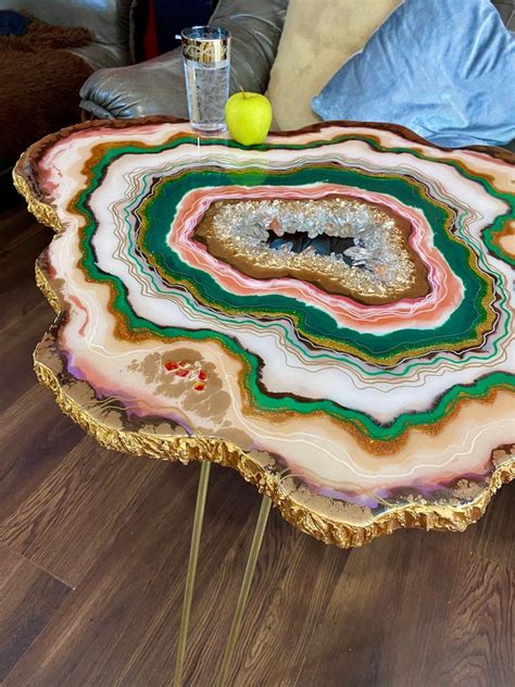 Gold Geode Table Resin Epoxy Table Gift For Housewarming Etsy