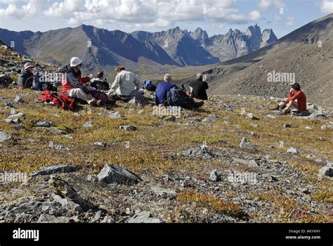 Hiking Group At Tombstone Territorial Park Dempster Highway Yukon