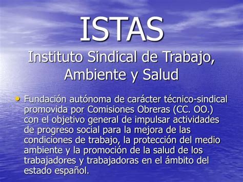 PPT ISTAS Instituto Sindical De Trabajo Ambiente Y Salud PowerPoint