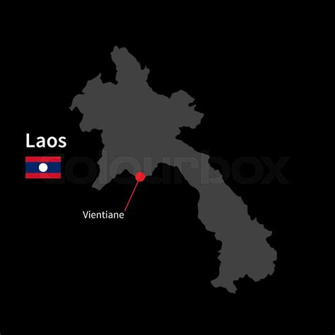 Detailed map of Philippines and capital city Manila with flag on black ...