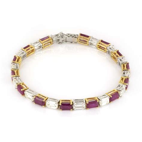 18k Yellow Gold Ruby And Diamond Bracelet Rich Diamonds